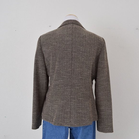 Vintage 90s Tweed Brown Jacket size 12 - Picture 5 of 10
